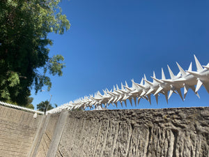 single row rotating spikes, Star rotating spikes, wall spikes, most effective anti-climb wall spikes, security spike, protect your home, secure your home business, security south africa, Spike-it security, Rola spikes, Star Spikes, rotating security spikes, wall spikes, vibracrete spikes, brick wall spikes,