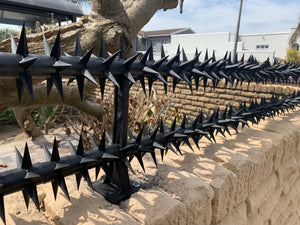 Double row rotating spikes, Star rotating spikes, wall spikes, most effective anti-climb wall spikes, security spike, protect your home, secure your home business, security south africa, Spike-it security, Rola spikes, Star Spikes, rotating security spikes