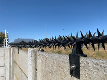 Load image into Gallery viewer, single row rotating spikes, Star rotating spikes, wall spikes, most effective anti-climb wall spikes, security spike, protect your home, secure your home business, security south africa, Spike-it security, Rola spikes, Star Spikes, rotating security spikes, wall spikes, vibracrete spikes, brick wall spikes,
