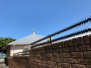 Double row rotating spikes, Star rotating spikes, wall spikes, most effective anti-climb wall spikes, security spike, protect your home, secure your home business, security south africa, Spike-it security, Rola spikes, Star Spikes, rotating security spikes