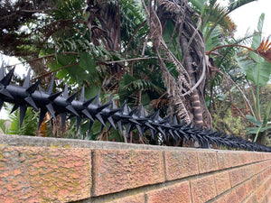 single row rotating spikes, Star rotating spikes, wall spikes, most effective anti-climb wall spikes, security spike, protect your home, secure your home business, security south africa, Spike-it security, Rola spikes, Star Spikes, rotating security spikes, wall spikes, vibracrete spikes, brick wall spikes,